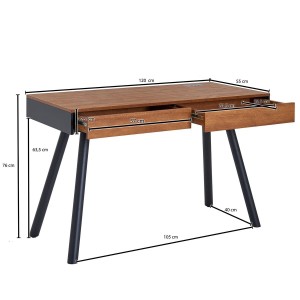 Mesa de Oficina JÚPITER, Exclusivo Diseño, con Superficie de Madera y Estructura Metálica Cromada