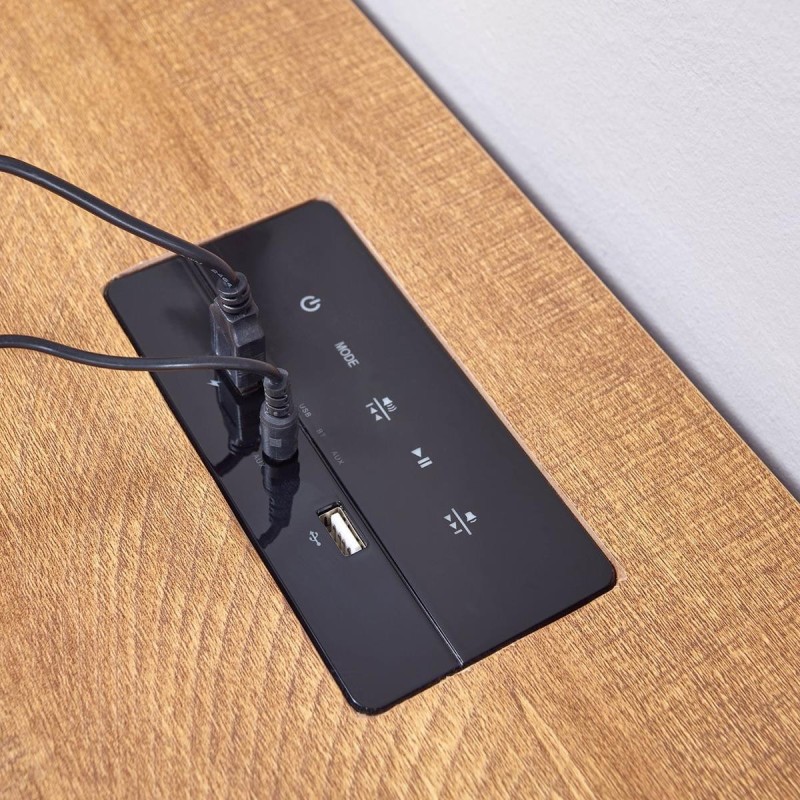 Mesa de Oficina JÚPITER, Exclusivo Diseño, con Superficie de Madera y Estructura Metálica Cromada