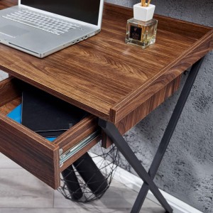 Mesa de Oficina TEMPO, en Metal y Madera, color Nogal