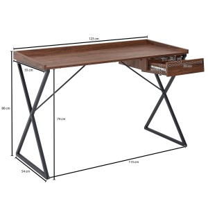 Mesa de Oficina TEMPO, en Metal y Madera, color Nogal