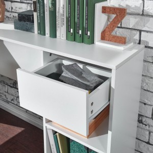 Mesa de Oficina EMPIRE, con Estantes y Cajón, en Madera color Blanco