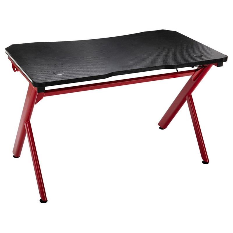 Mesa Gaming SOLDIER, con luces LED, Posavasos, Gancho para Auriculares y Pasacables, color Negro