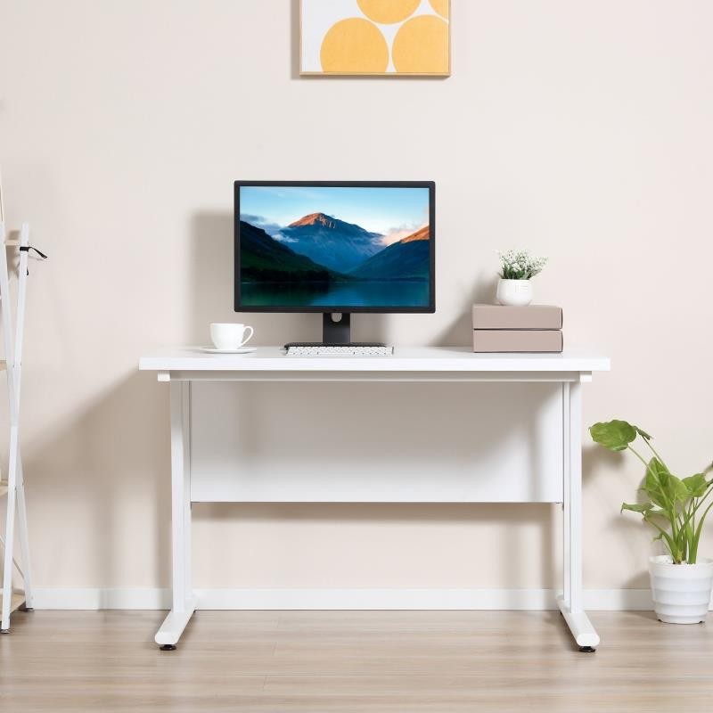 Mesa de Oficina MARIUS, 120x60x75 cm, en Metal y Madera, color Blanco