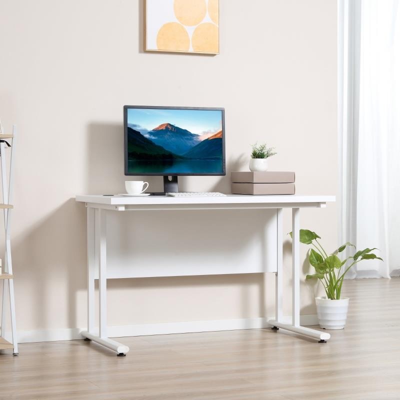 Mesa de Oficina MARIUS, 120x60x75 cm, en Metal y Madera, color Blanco