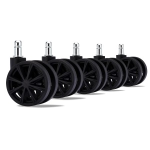 Lote 5 Ruedas para Sillas de Oficina,11mm, Diseño Radios, En Negro