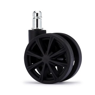 Lote 5 Ruedas para Sillas de Oficina,11mm, Diseño Radios, En Negro 2