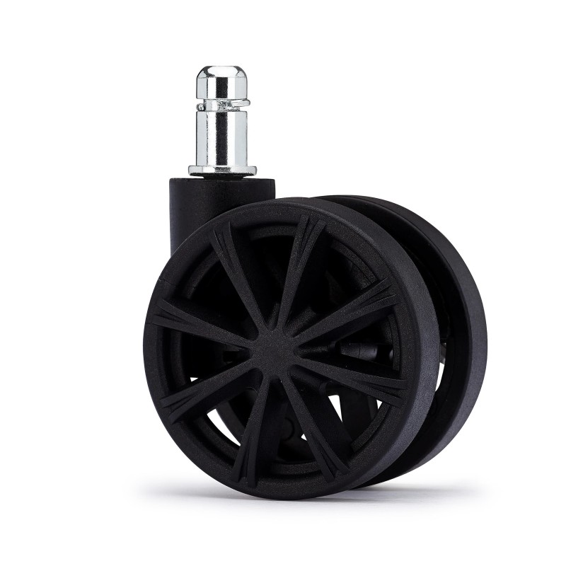 Lote 5 Ruedas para Sillas de Oficina,11mm, Diseño Radios, En Negro