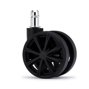Lote 5 Ruedas para Sillas de Oficina,11mm, Diseño Radios, En Negro