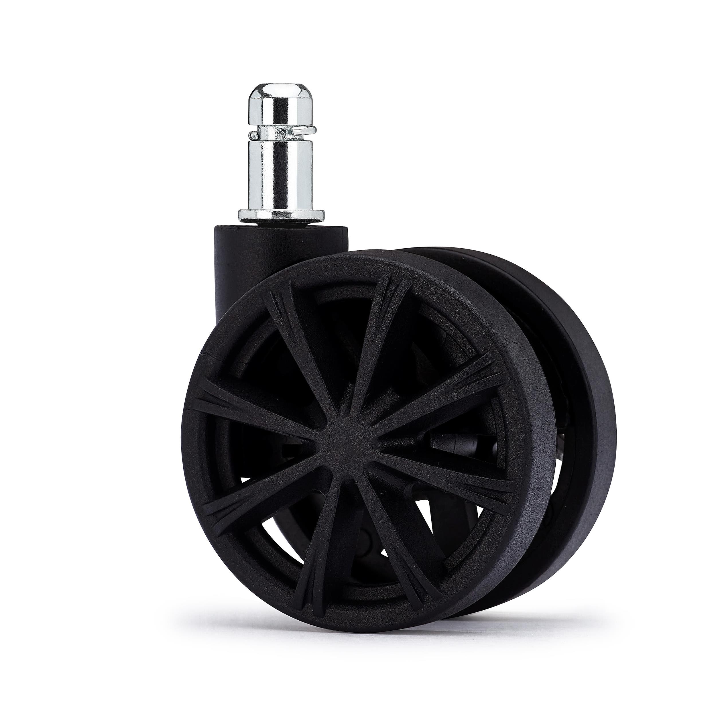 5x Ruedas Sillas Oficina 11x60mm, Diseño Moderno con Radios, Resistentes, En Negro