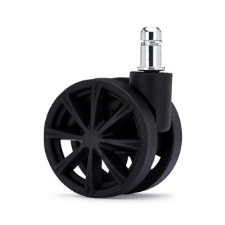 Lote 5 Ruedas para Sillas de Oficina,11mm, Diseño Radios, En Negro 2