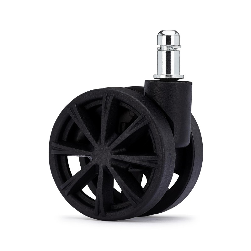 Lote 5 Ruedas para Sillas de Oficina,11mm, Diseño Radios, En Negro