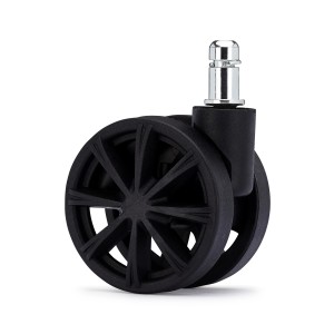 Lote 5 Ruedas para Sillas de Oficina,11mm, Diseño Radios, En Negro