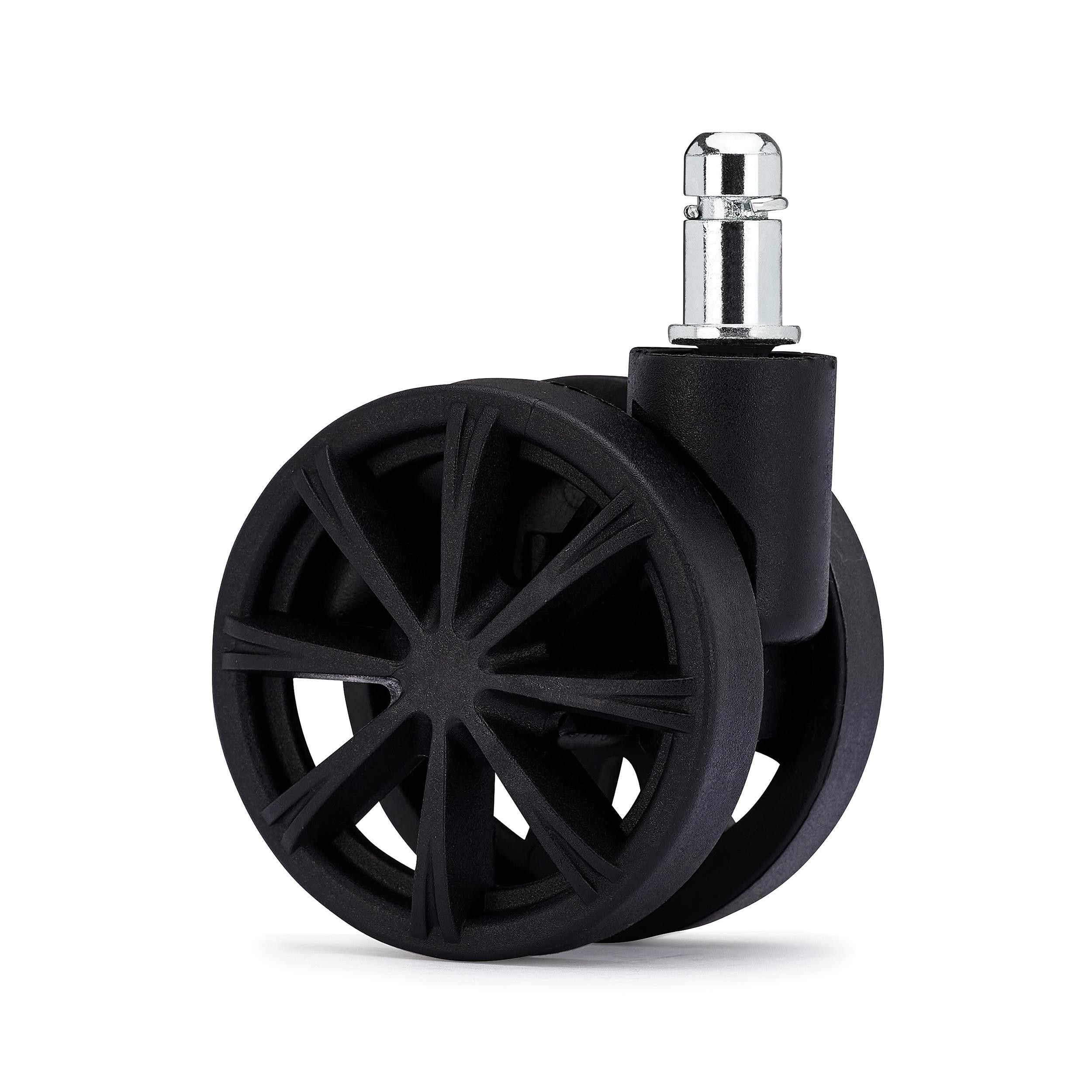 5x Ruedas Sillas Oficina 11x60mm, Diseño Moderno con Radios, Resistentes, En Negro