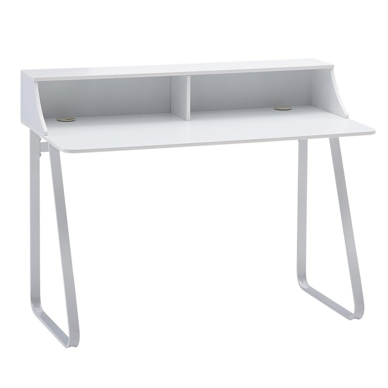 Mesa para Ordenador ROUNDY, Diseño Moderno, en Metal y Madera color Blanco