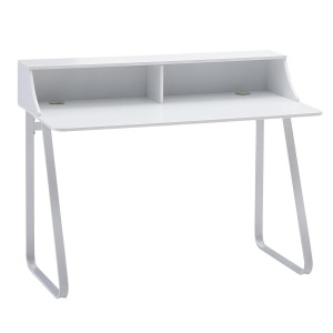 Mesa para Ordenador ROUNDY, Diseño Moderno, en Metal y Madera color Blanco