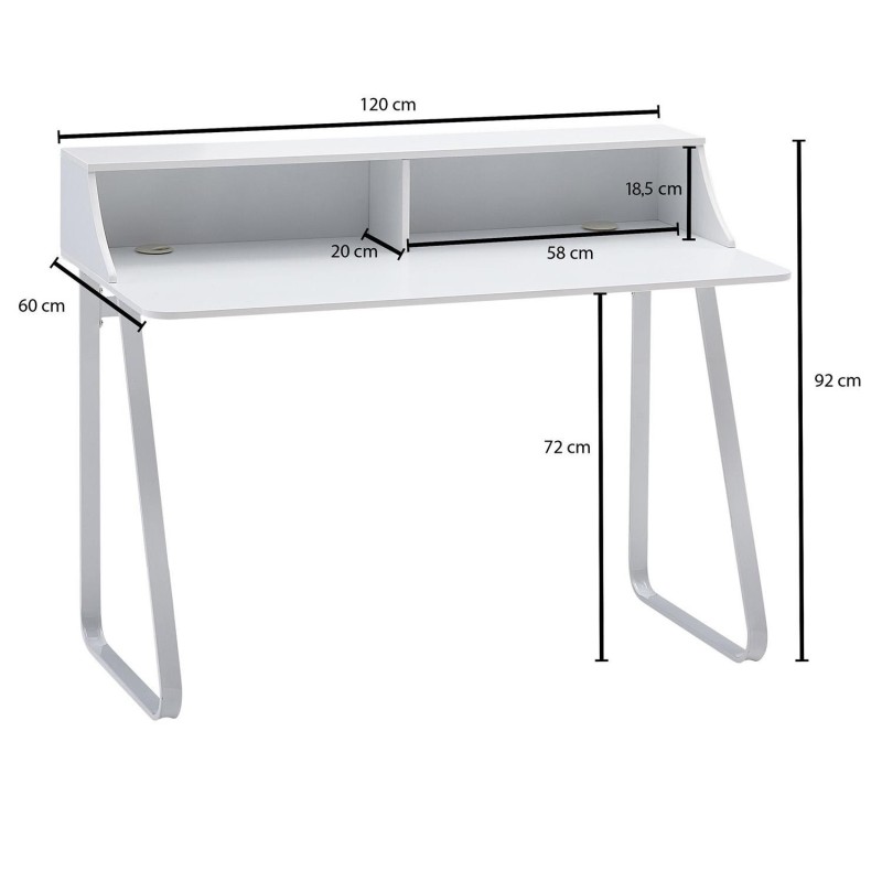 Mesa para Ordenador ROUNDY, Diseño Moderno, en Metal y Madera color Blanco