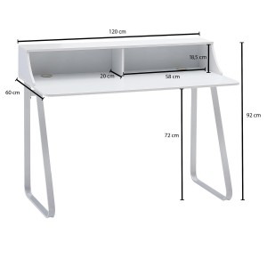 Mesa para Ordenador ROUNDY, Diseño Moderno, en Metal y Madera color Blanco