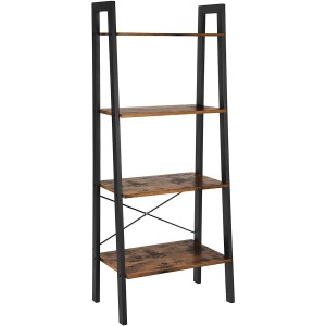 Estantería MENDY, Diseño Rústico en Escalera, en Madera color Nogal