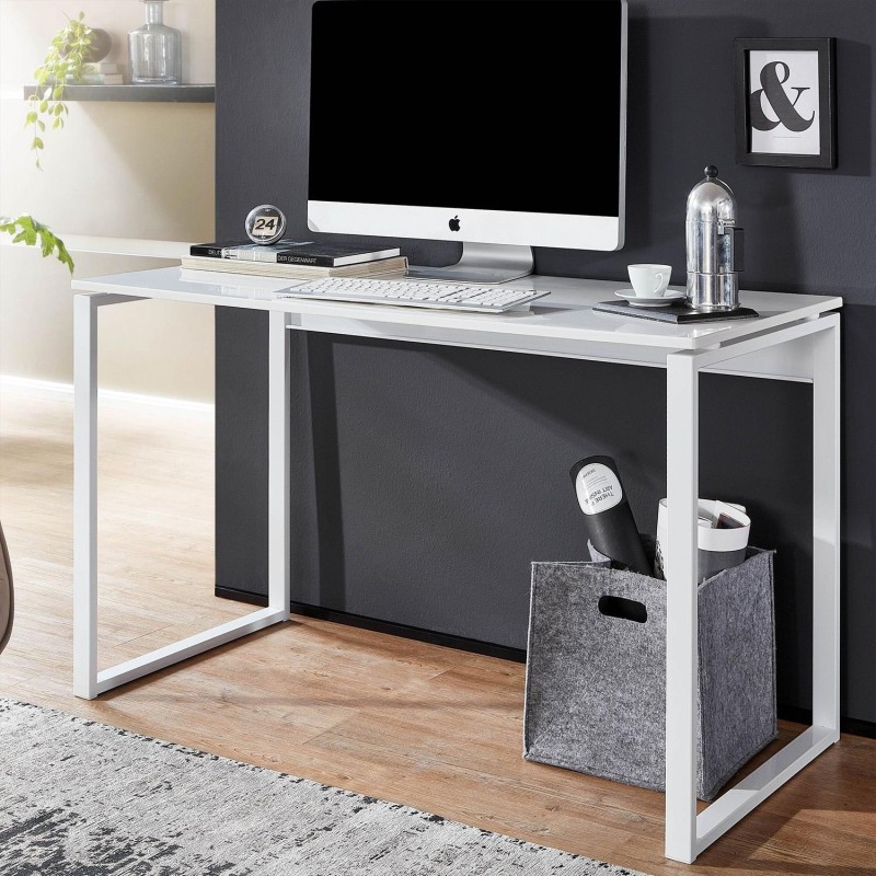 Mesa de Oficina CAPRI, Estructura Metálica, Madera Color Blanco
