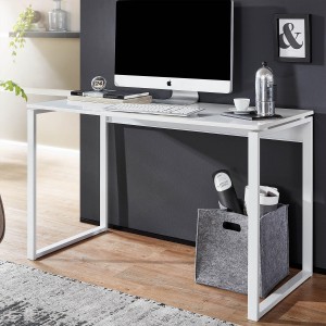 Mesa de Oficina CAPRI, Estructura Metálica, Madera Color Blanco