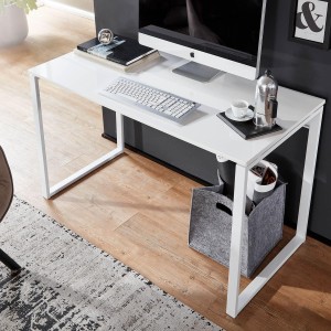 Mesa de Oficina CAPRI, Estructura Metálica, Madera Color Blanco