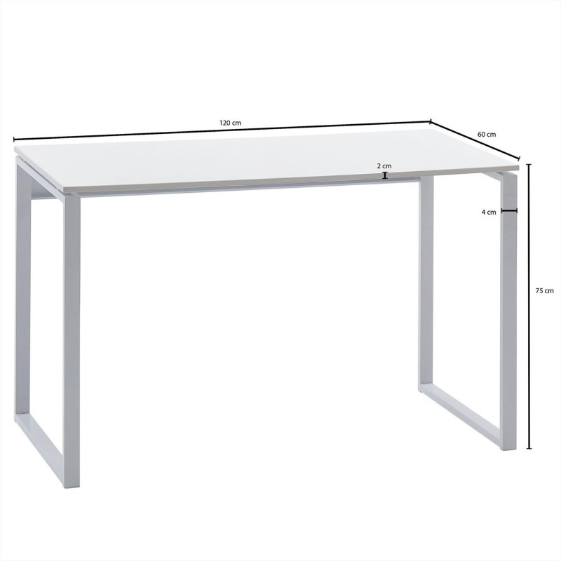 Mesa de Oficina CAPRI, Estructura Metálica, Madera Color Blanco