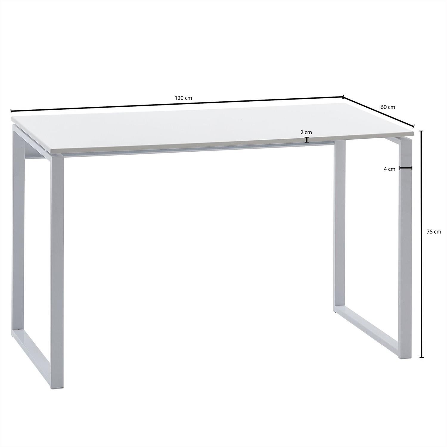 Mesa de Oficina CAPRI, 120x60x75cm, Estructura Metálica, Madera Color Blanco