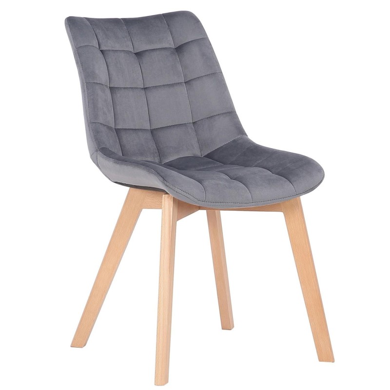 Silla de Confidente LODRI, Patas de Madera, en Terciopelo color Negro