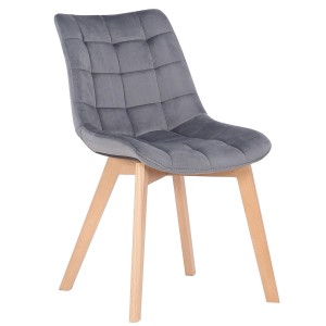 Silla de Confidente LODRI, Patas de Madera, en Terciopelo color Negro