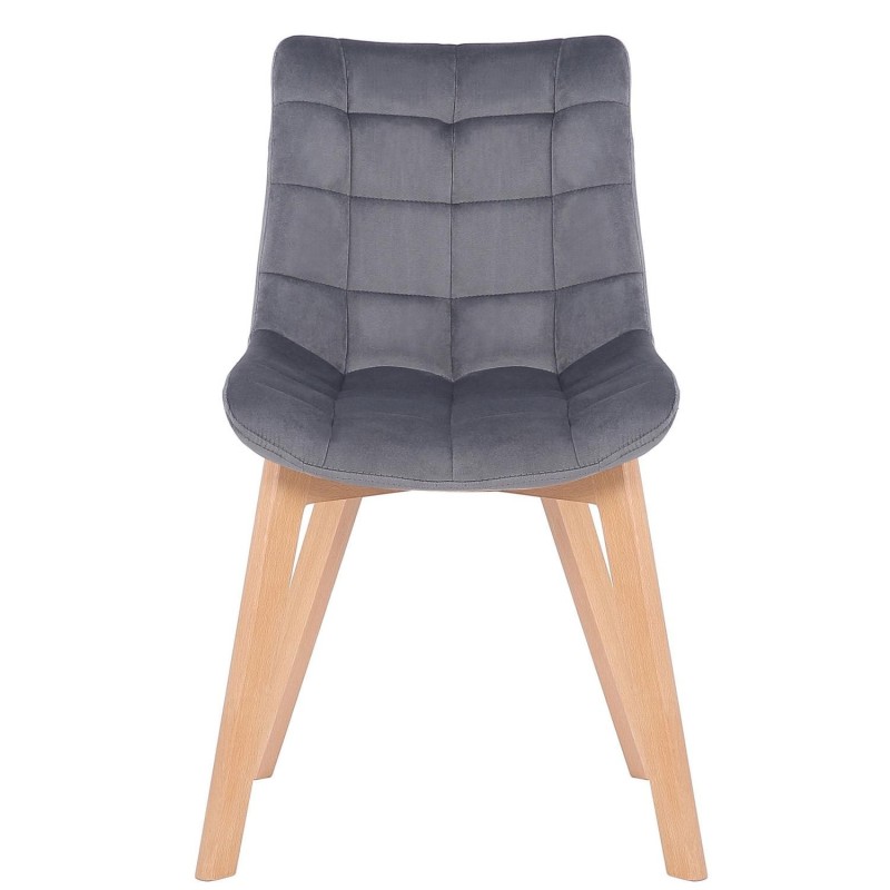 Silla de Confidente LODRI, Patas de Madera, en Terciopelo color Negro