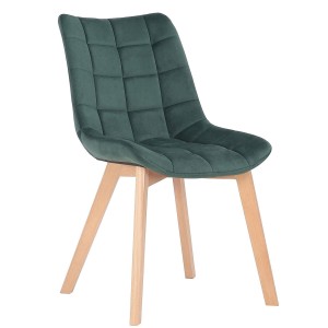 Silla de Confidente LODRI, Patas de Madera, en Terciopelo color Negro