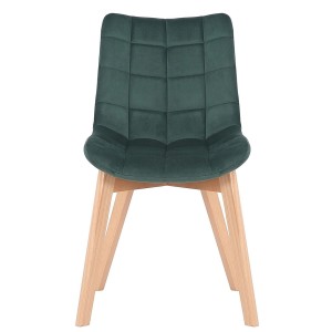 Silla de Confidente LODRI, Patas de Madera, en Terciopelo color Negro