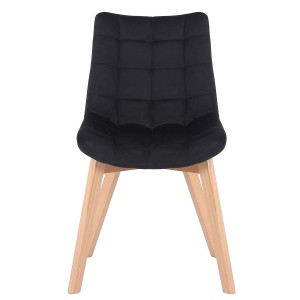 Silla de Confidente LODRI, Patas de Madera, en Terciopelo color Negro