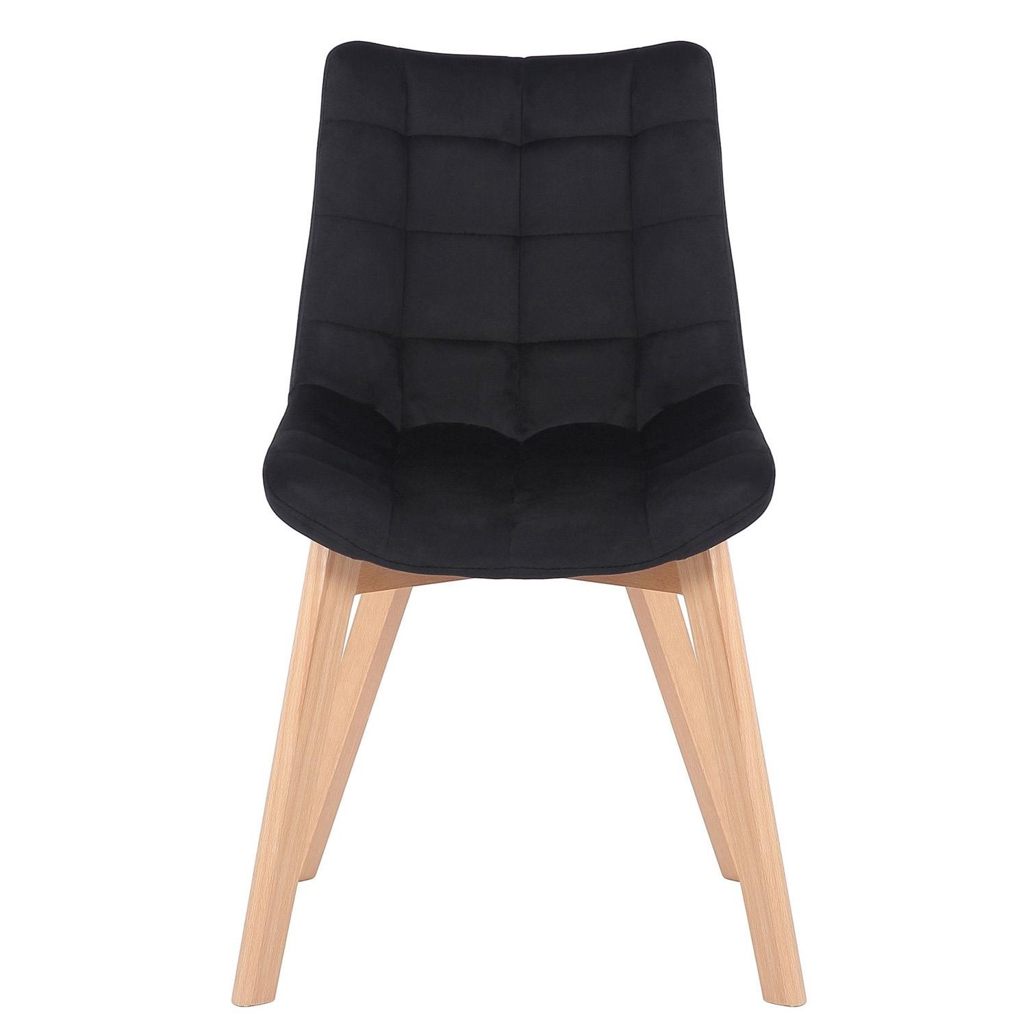 Silla de Confidente LODRI, Grueso Acolchado, Patas de Madera, en Terciopelo color Negro