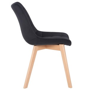 Silla de Confidente LODRI, Patas de Madera, en Terciopelo color Negro