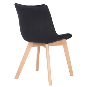 Silla de Confidente LODRI, Patas de Madera, en Terciopelo color Negro