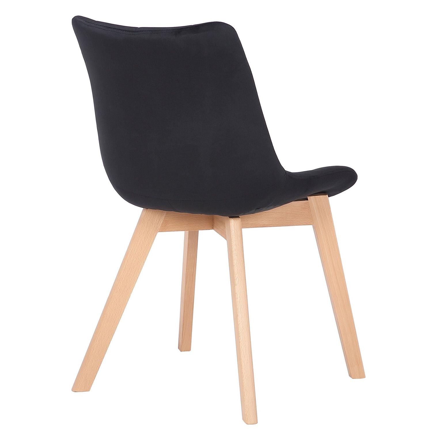 Silla de Confidente LODRI, Grueso Acolchado, Patas de Madera, en Terciopelo color Negro