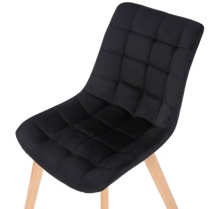 Silla de Confidente LODRI, Patas de Madera, en Terciopelo color Negro