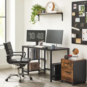 Mesa de ordenador ERGOS, moderno diseño, en metal y madera color Negro