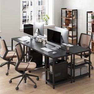 Mesa de ordenador ERGOS, moderno diseño, en metal y madera color Negro