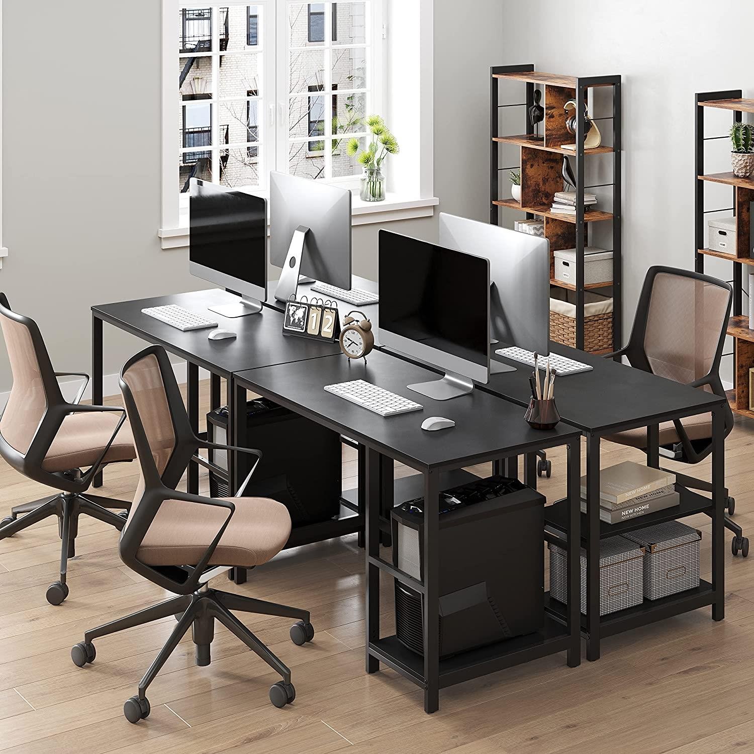 Mesa de ordenador ERGOS, 120x60x75 cm, Diseño Moderno e Industrial, en Madera color Negro