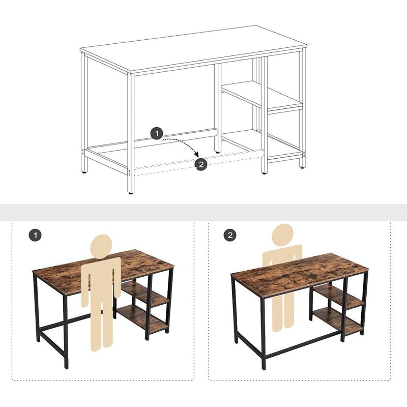 Mesa de ordenador ERGOS, moderno diseño, en metal y madera color Negro