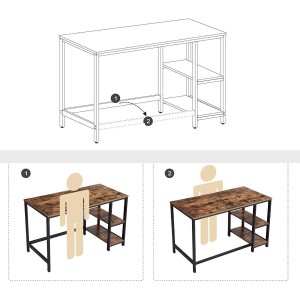 Mesa de ordenador ERGOS, moderno diseño, en metal y madera color Negro