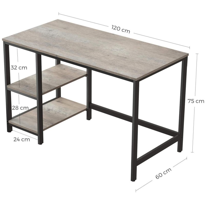 Mesa de ordenador ERGOS, moderno diseño, en metal y madera color Negro