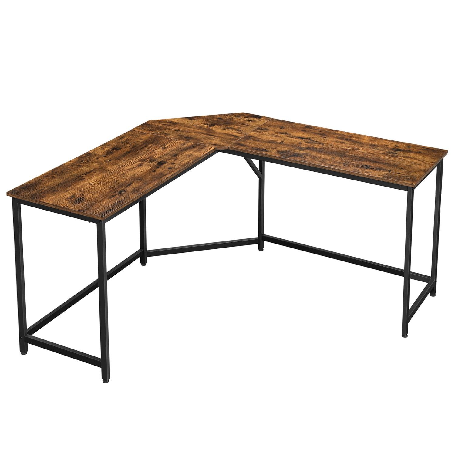 Mesa de Oficina FRED, 149x149x75 cm, Estructura Metálica en Negro, Superficie Madera Roble