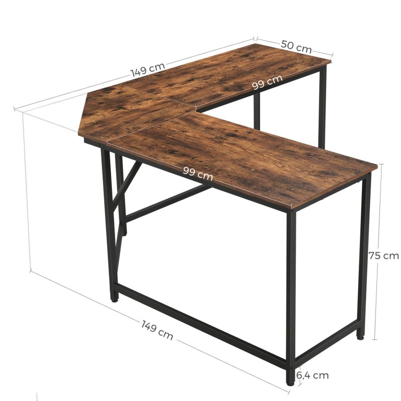 Mesa de ordenador para oficina FRED, en metal y madera color roble
