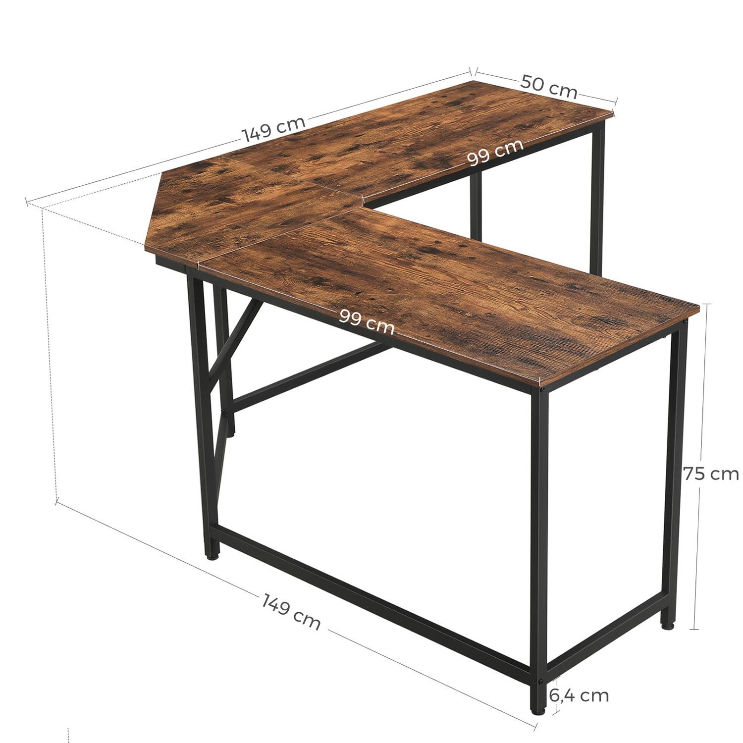 Mesa de Oficina FRED, 149x149x75 cm, Estructura Metálica en Negro, Superficie Madera Roble