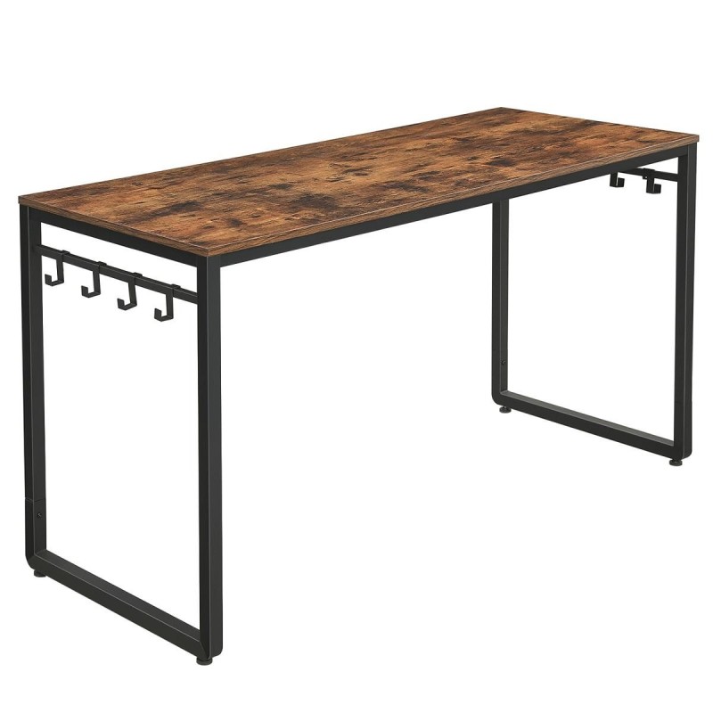 Mesa de Oficina OMEGA, Estructura Metálica, Madera color Marrón Oscuro
