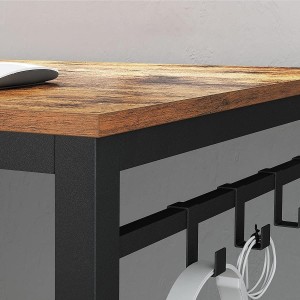 Mesa de Oficina OMEGA, Estructura Metálica, Madera color Marrón Oscuro