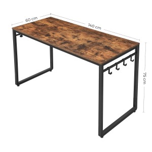 Mesa de Oficina OMEGA, Estructura Metálica, Madera color Marrón Oscuro